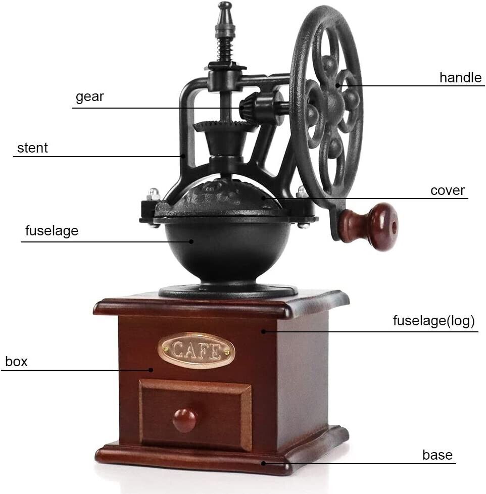  Molino Artesanal grande manual madera oscuro.